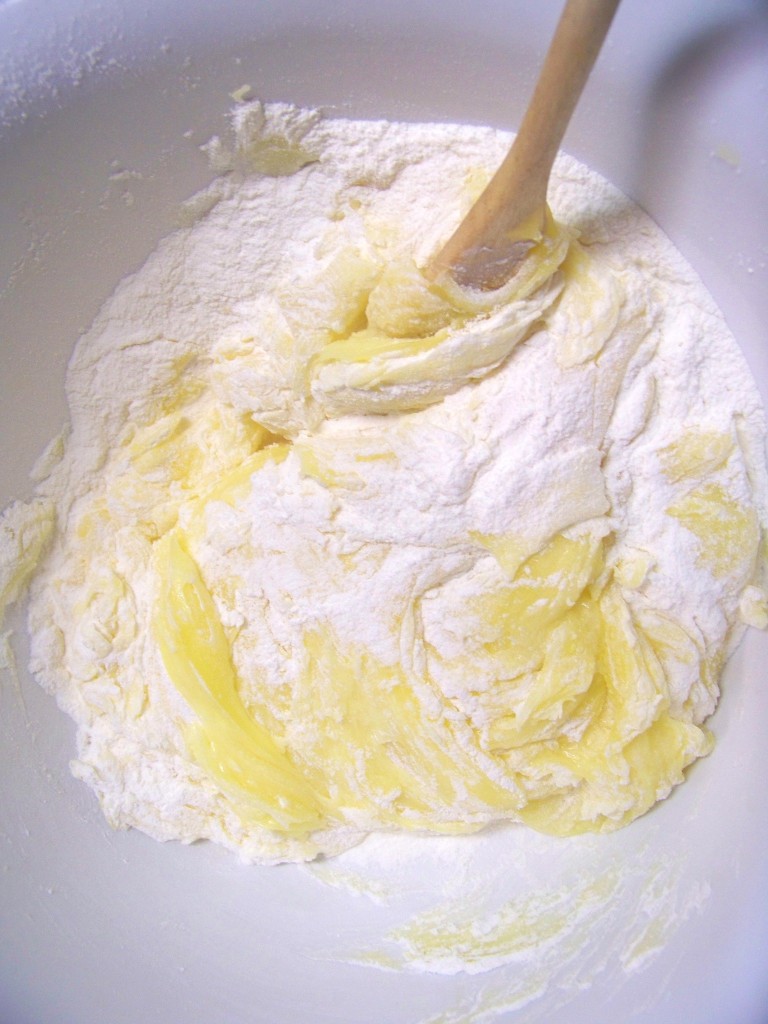 Lemon Comstock Cake folding the ingredients