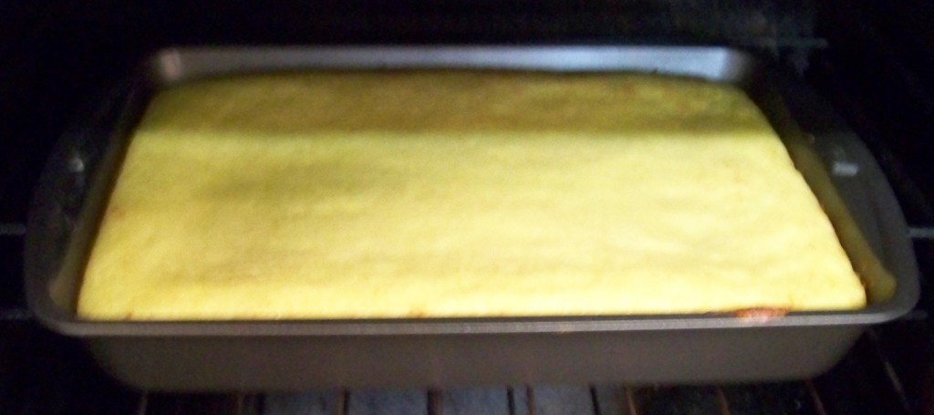 Lemon Comstock Cake in the oven
