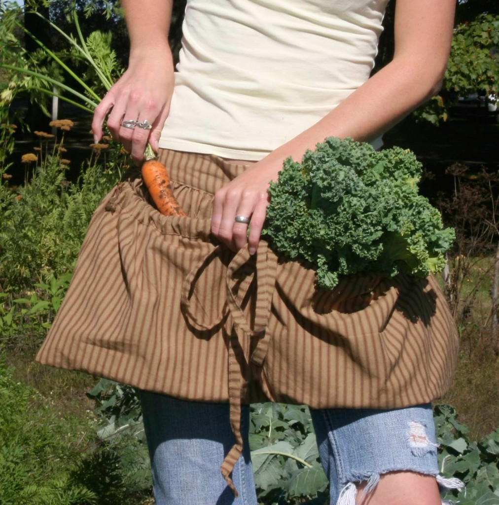 Gathering Aprons in Brown Stripe Homespun by The Vermont Apron Company