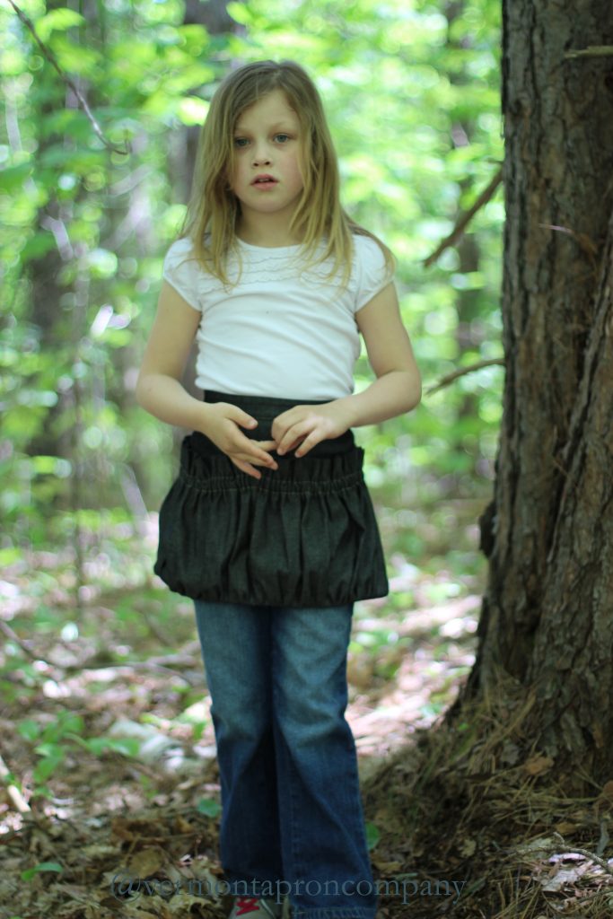 Childrens Aprons/Gathering Apron for kids by The Vermont Apron Company in Black Denim