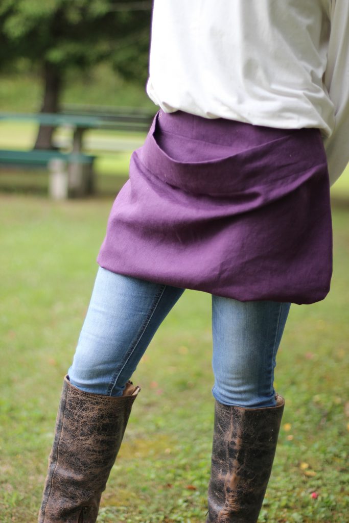 Linen Pouch Apron in Eggplant Linen by the Vermont Apron Company