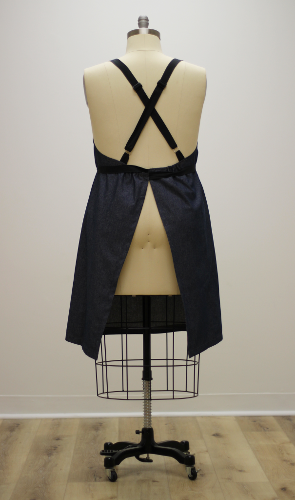 Adjustable Back Cross straps on the Chefs Apron - Women's Cut.
